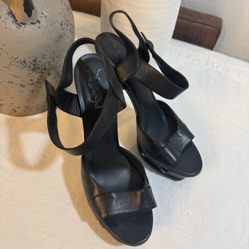 💯 Yves Saint Laurent Black Platform Heels w Straps Preloved ❌ FINAL PRICE - Picture 7 of 16